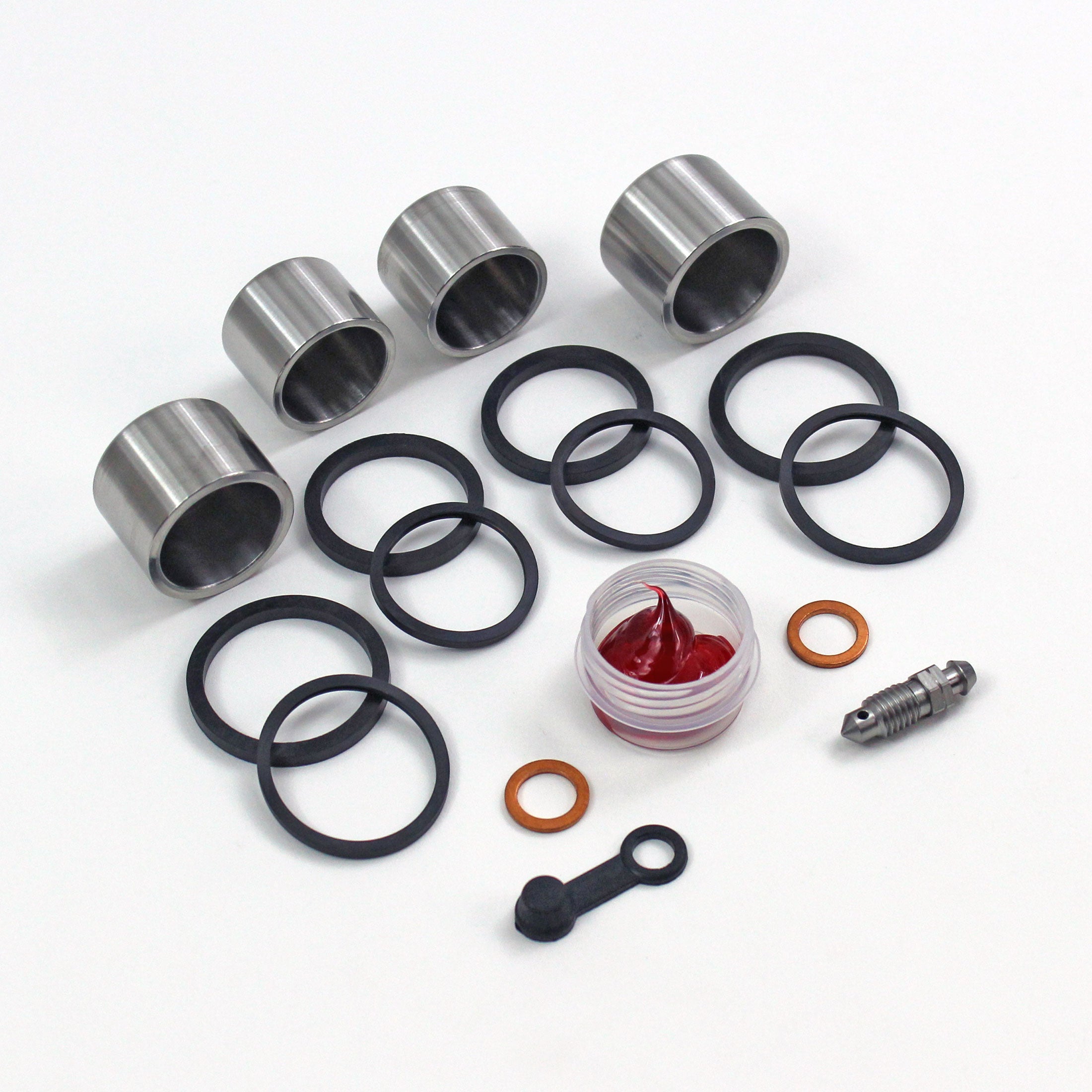 Brakemasters Front Brake Caliper Rebuild Kit For Kawasaki ZZR600 J4 2005 – Stainless Steel Pistons & Rubber Seals