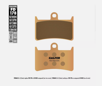 Galfer Brake Pads Front Sintered FD178G1370 (EBC FA252 or FA380)