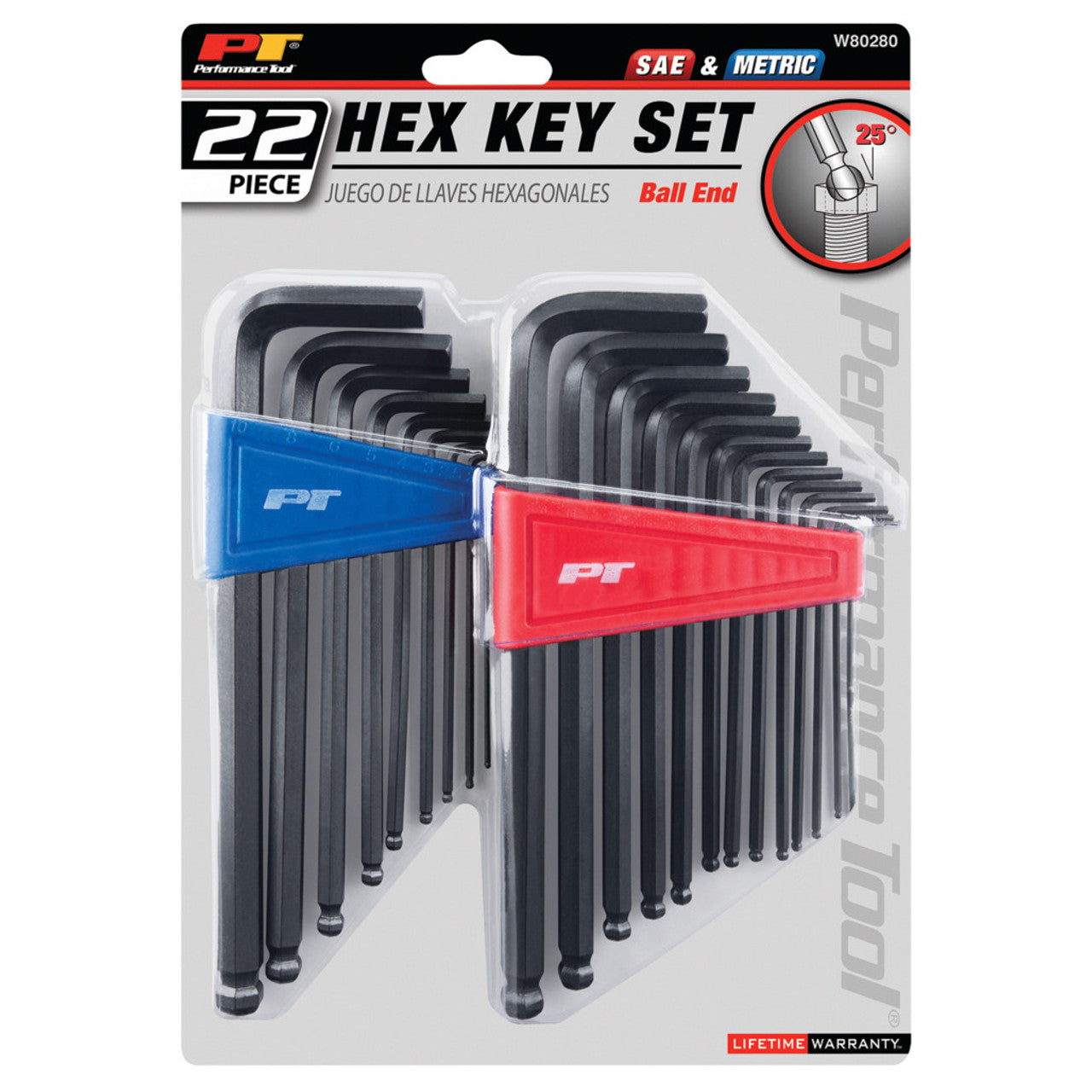 Performance Tool Ball End Hex Key Set SAE/Metric - 22 Pc