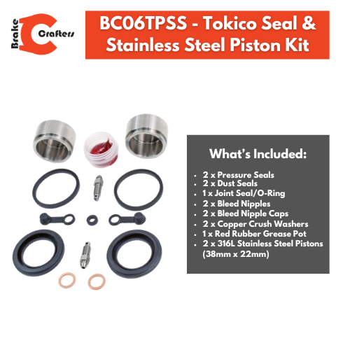 Brake Caliper Seal & Stainless Steel Piston Kit Suzuki GS Models Rear w/13mm JS