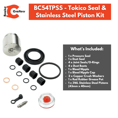 Brake Caliper Seal & Stainless Steel Piston Kit KZ & GS Single Caliper