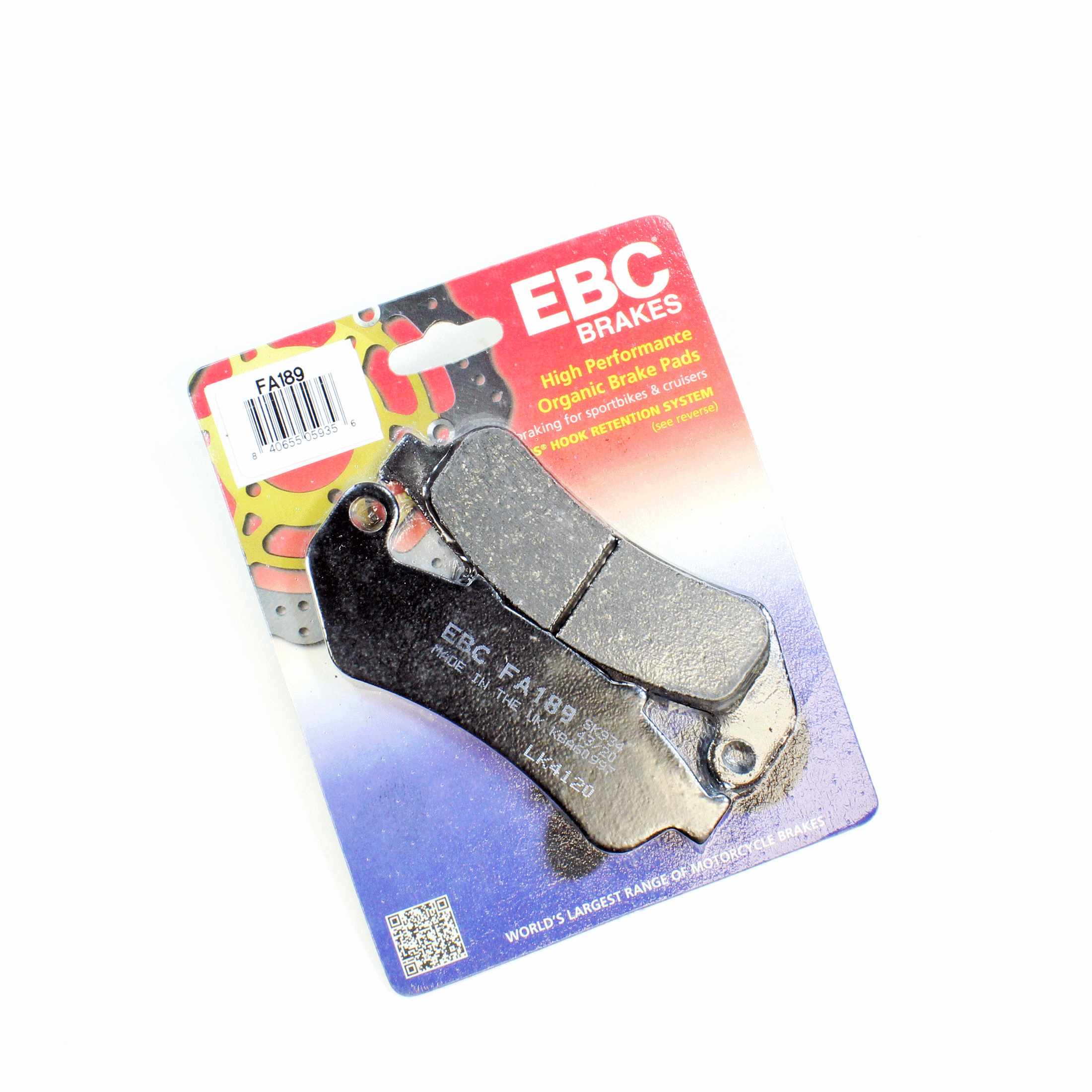 EBC FA189 Organic Brake Pads for 1993-99 Honda CBR1000F Front/Rear -1 Pair - 0