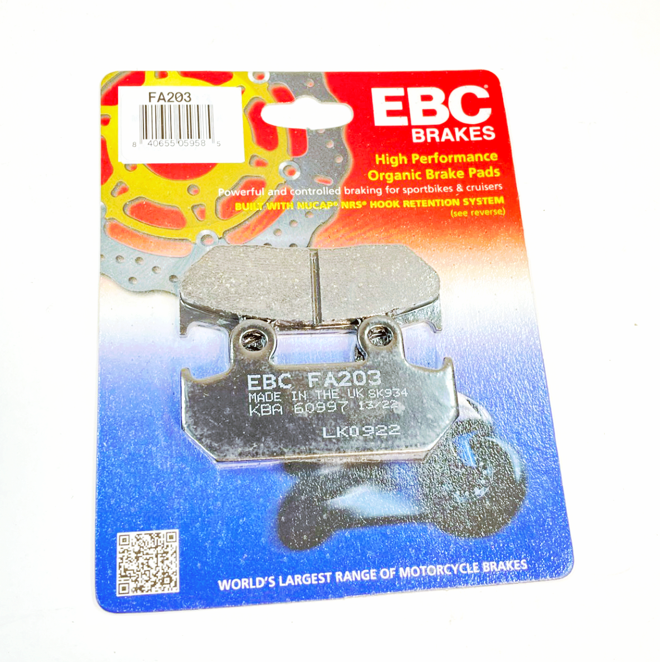 EBC Brake Pads Organic for 1991-1994 Honda CBR600F2-Front