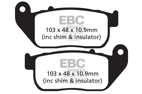 EBC Sintered Brake Pads 2 Pair FA381HH for select Harley-Davidson models