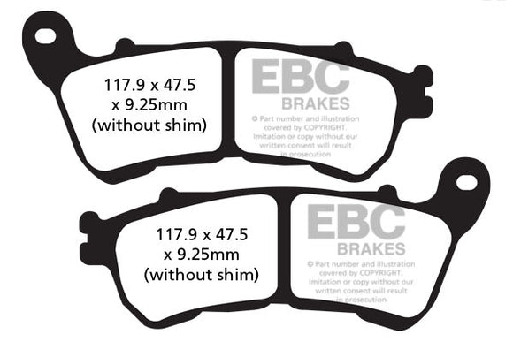EBC Organic Brake Pads 2 Pair FA640 for select Harley-Davidson models