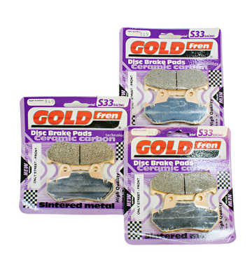 GoldFren Brake Pad Set S33 Ceramic Carbon for 1982-1983 Honda Goldwing 1100:GL1100I Interstate-Front/Rear