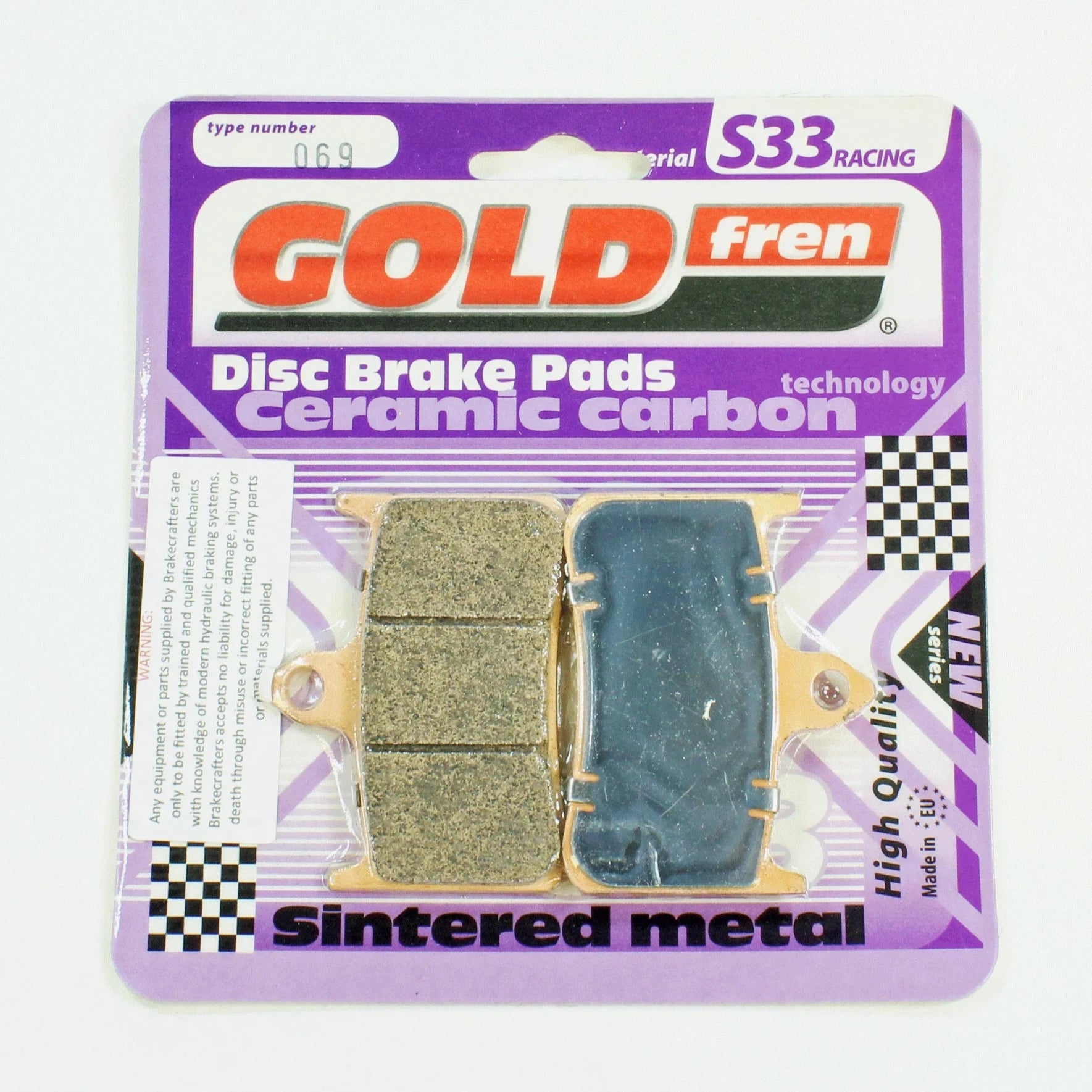 GoldFren Brake Pads S33 Ceramic Carbon for 1990 Honda VFR750R:RC30-Front