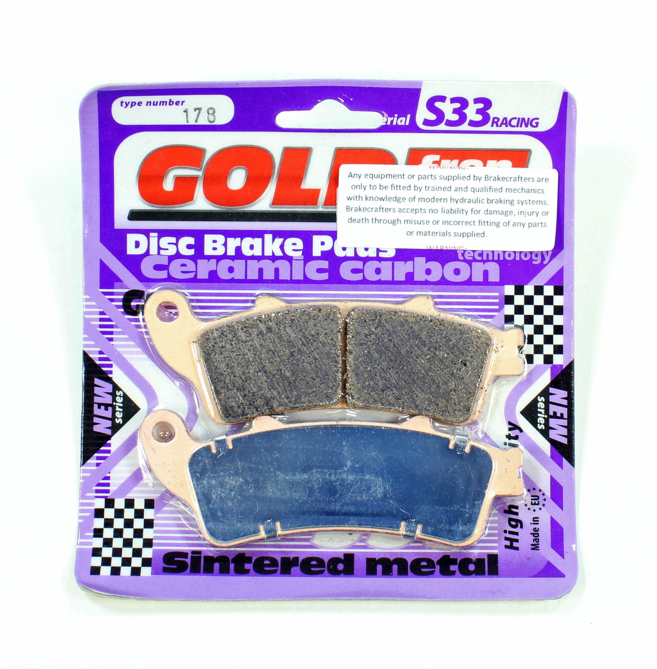 GoldFren Brake Pads S33 Ceramic Carbon for 2002-2007 Honda VTX1800S - Front