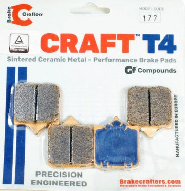 T4-177 Ceramic Brake Pads for Select Aprilia/Duc/Husq/KTM/MV Ag/ Triumph Models FA322/4HH