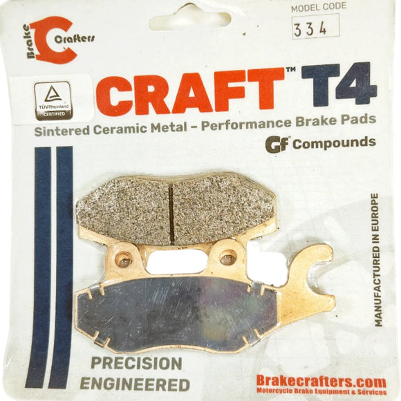 T4-334 Brake Pads by Craft T4 for Select Hyosung/Kawasaki/Suzuki/Triumph/Yamaha Models EBC Equivalent: FA228HH