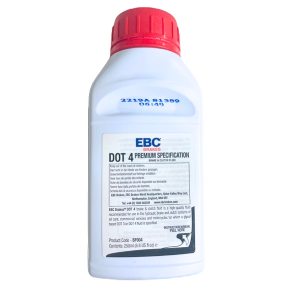 EBC DOT 4 Brake & Clutch Fluid back of the package 