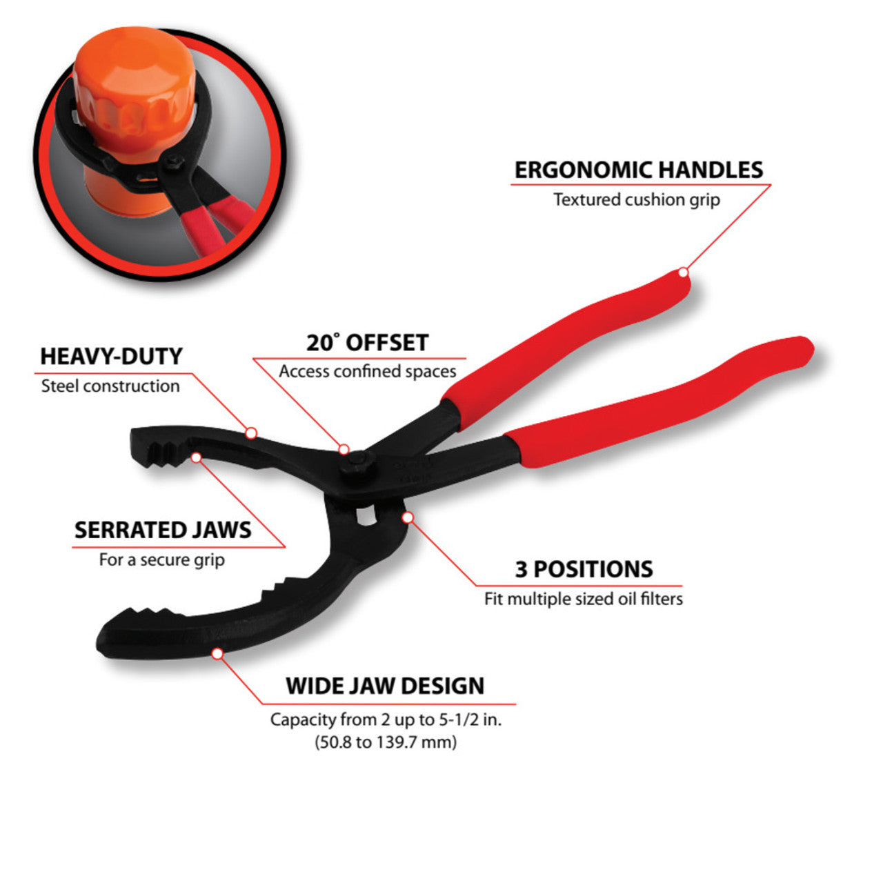 Performance Tool Oil Filter Pliers