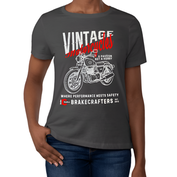Brakecrafters Vintage Motorcycle T-Shirt for Women - Limited Edition Small