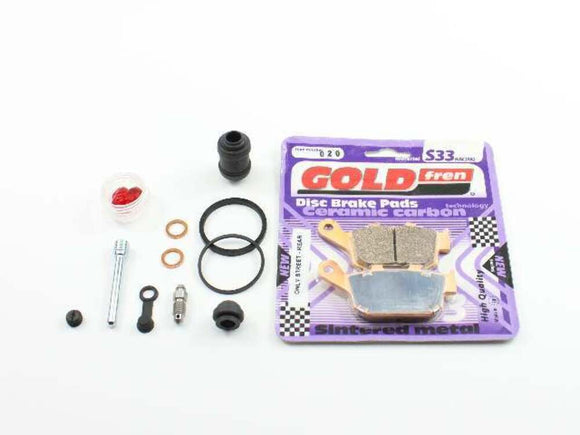 Brake Caliper Seal Kit with GoldFren Sintered Pads and Caliper Pins - Front