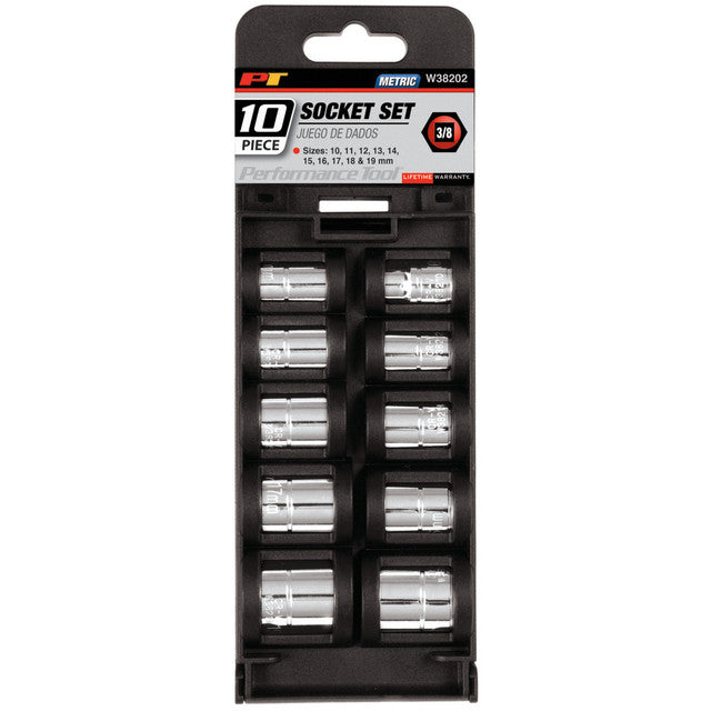 Performance Tool Metric Socket Set Shallow - 10 Pc 3/8"