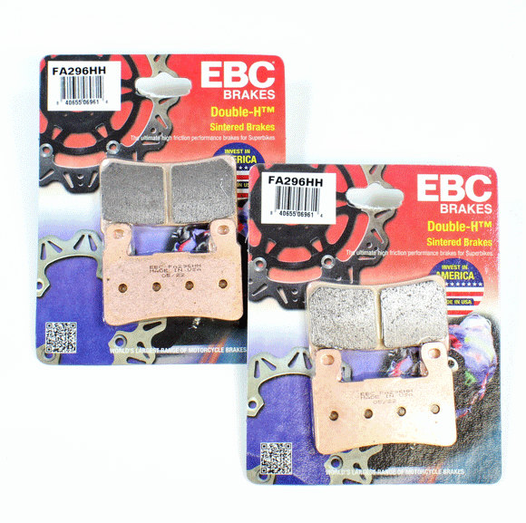 EBC Sintered Brake Pad Set - 2 Pair FA296HHx2 for select Honda Kawasaki Hyosung