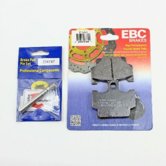 EBC Organic Brake Pad Set FA81 - 1 Pr with Caliper Pins for select Yamaha models