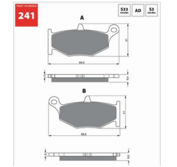 Brake Pads Racing Ceramic Carbon Goldfren S33-241  (EBC FA419V)