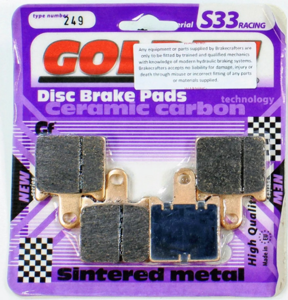 Brake Pads Racing Ceramic Carbon Goldfren S33-249  (EBC FA417/4HH) for select Kawasaki models