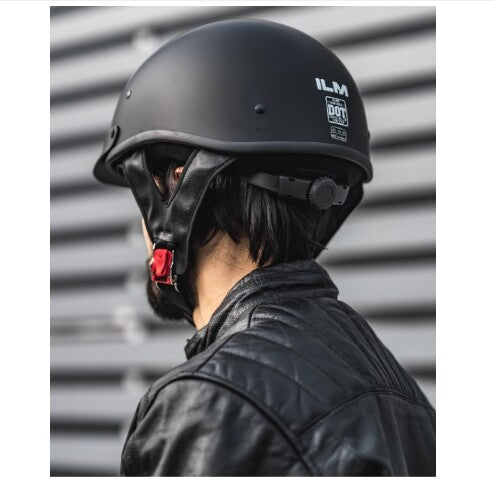 ILM Motorcycle Half Helmet 205V: Matte Black - DOT Certified