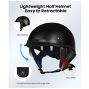 ILM Motorcycle Half Helmet 205V: Matte Black - DOT Certified-3