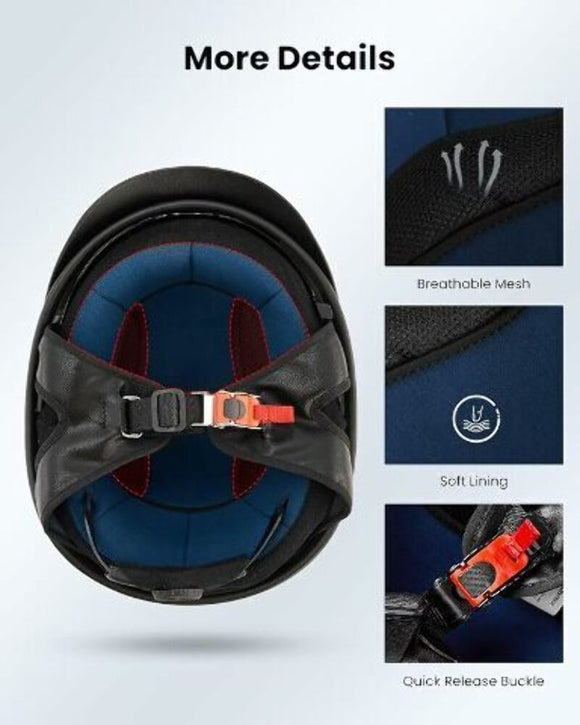 ILM Motorcycle Half Helmet 205V: Matte Black - DOT Certified