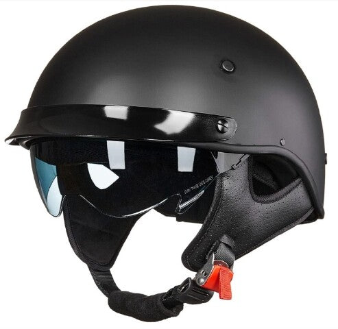 ILM Motorcycle Half Helmet 205V: Matte Black - DOT Certified