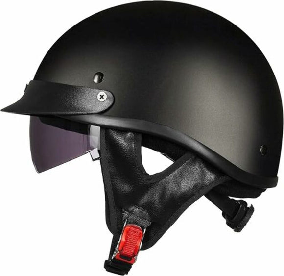 ILM Motorcycle Half Helmet 205V: Matte Black - DOT Certified