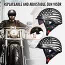 ILM Motorcycle Half Helmet 205V: Patriotic Flag - DOT Certified-5