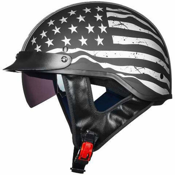ILM Motorcycle Half Helmet 205V: Patriotic Flag - DOT Certified