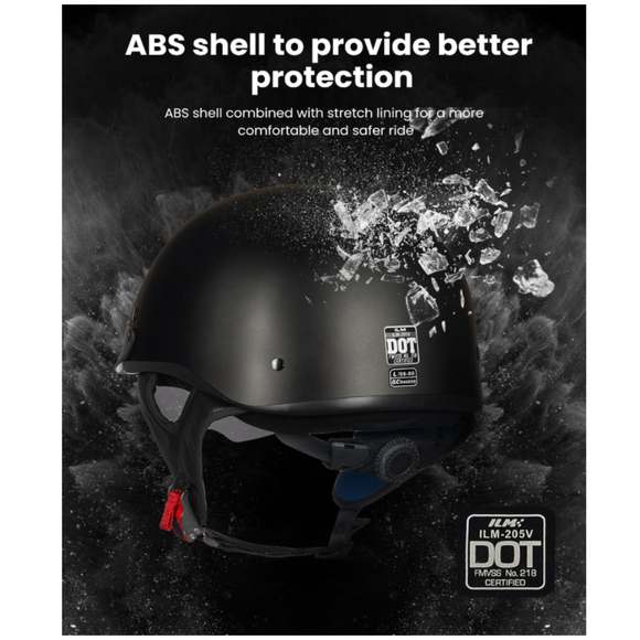 ILM Motorcycle Half Helmet 205V: Patriotic Flag - DOT Certified