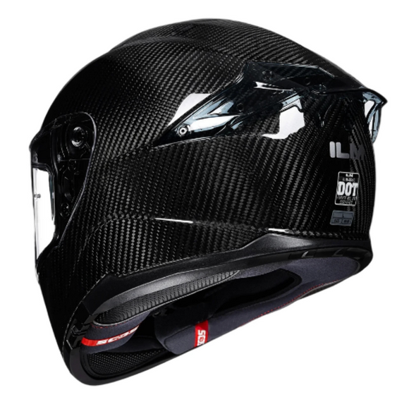 ILM Motorcycle Full Face Helmet 861C: Carbon Black - Lightweight, Carbon Fiber, Dual Visor - DOT Certified