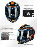 ILM Motorcycle Full Face Helmet 861C: The Night Orange - Lightweight, Carbon Fiber, Dual Visor - DOT Certified-3