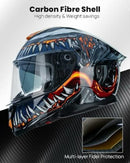ILM Motorcycle Full Face Helmet 861C: The Night Orange - Lightweight, Carbon Fiber, Dual Visor - DOT Certified-4