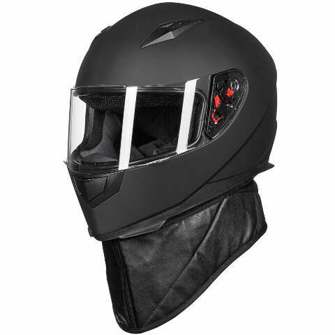 ILM Full Face Motorcycle Street Bike Helmet with Neck Scarf + 2 Visors JK313