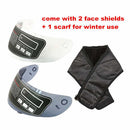 ILM Full Face Motorcycle Street Bike Helmet with Neck Scarf + 2 Visors JK313-6