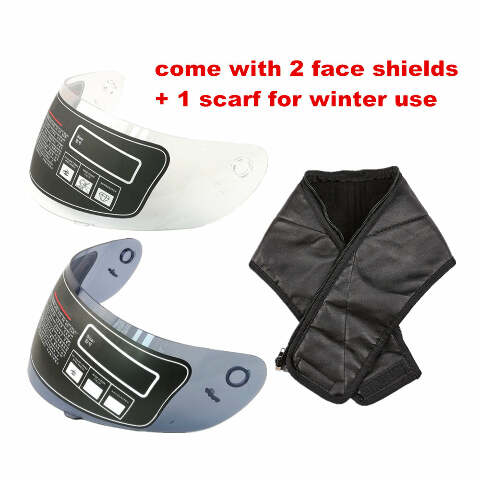 ILM Full Face Motorcycle Street Bike Helmet with Neck Scarf + 2 Visors JK313