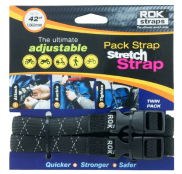 Rok Straps Adjustable Pack Strap Stretch Strap Twin Pack - 42" length