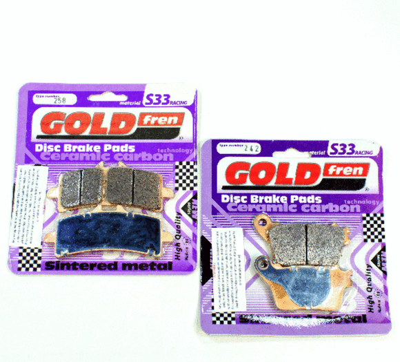Brake Pad Set Racing Pads GoldFren 3 Pair F/R S33-258x2 S33-242 EBC FA447HH / FA436
