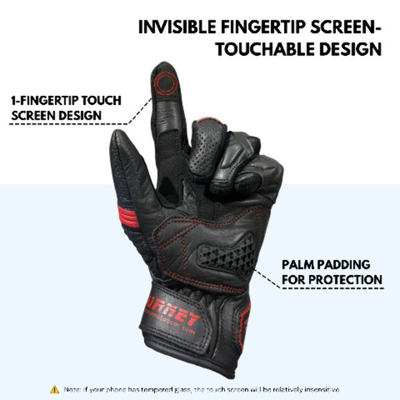 Journey Tech-Vent Premium Leather Men's Breathable Touchscreen Motorcycle Gloves