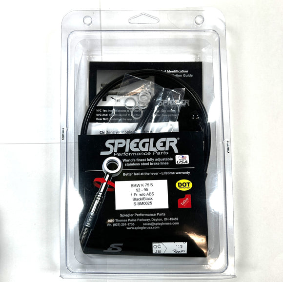 Spiegler Brake Line Kit:1 Front Line Black - Orig for 1992-1995 BMW K75 Open Box