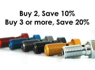 Banjo Bolt M10x1.25 Aluminum Anodized - Buy 2 save 10%, Buy 3 or more save 20% - 0
