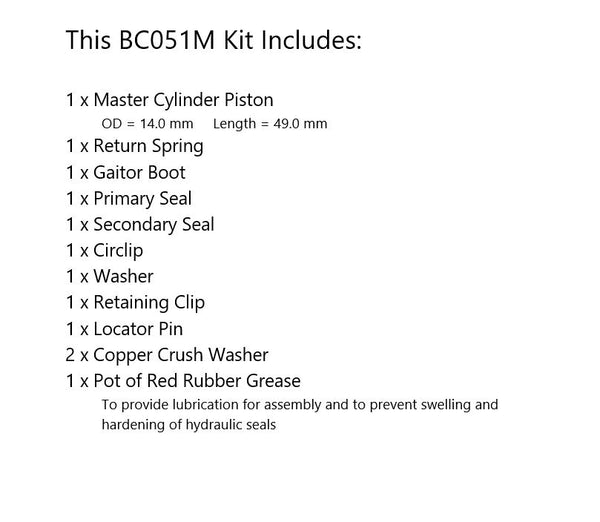 Brake Master Cylinder Repair Kit BC051M