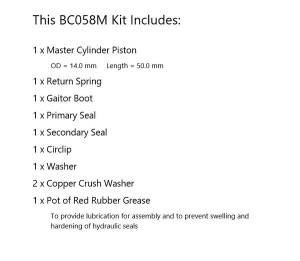 Brake Master Cylinder Repair Kit BC058M