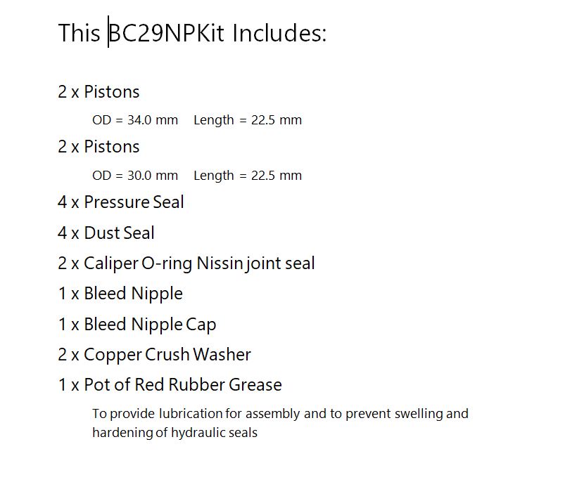 Brake Caliper Seal Kit with OEM Piston  for 2008-2009 Triumph Rocket III:Classic Tourer 2-Tone-Front - for 1 Caliper