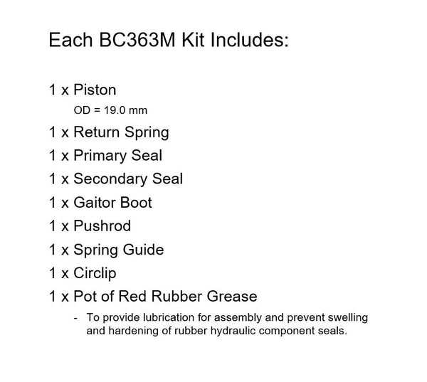 Brakecrafters Brake Master Cylinders Rebuild Kit Brake Master Cylinder Rebuild Kit BC363M
