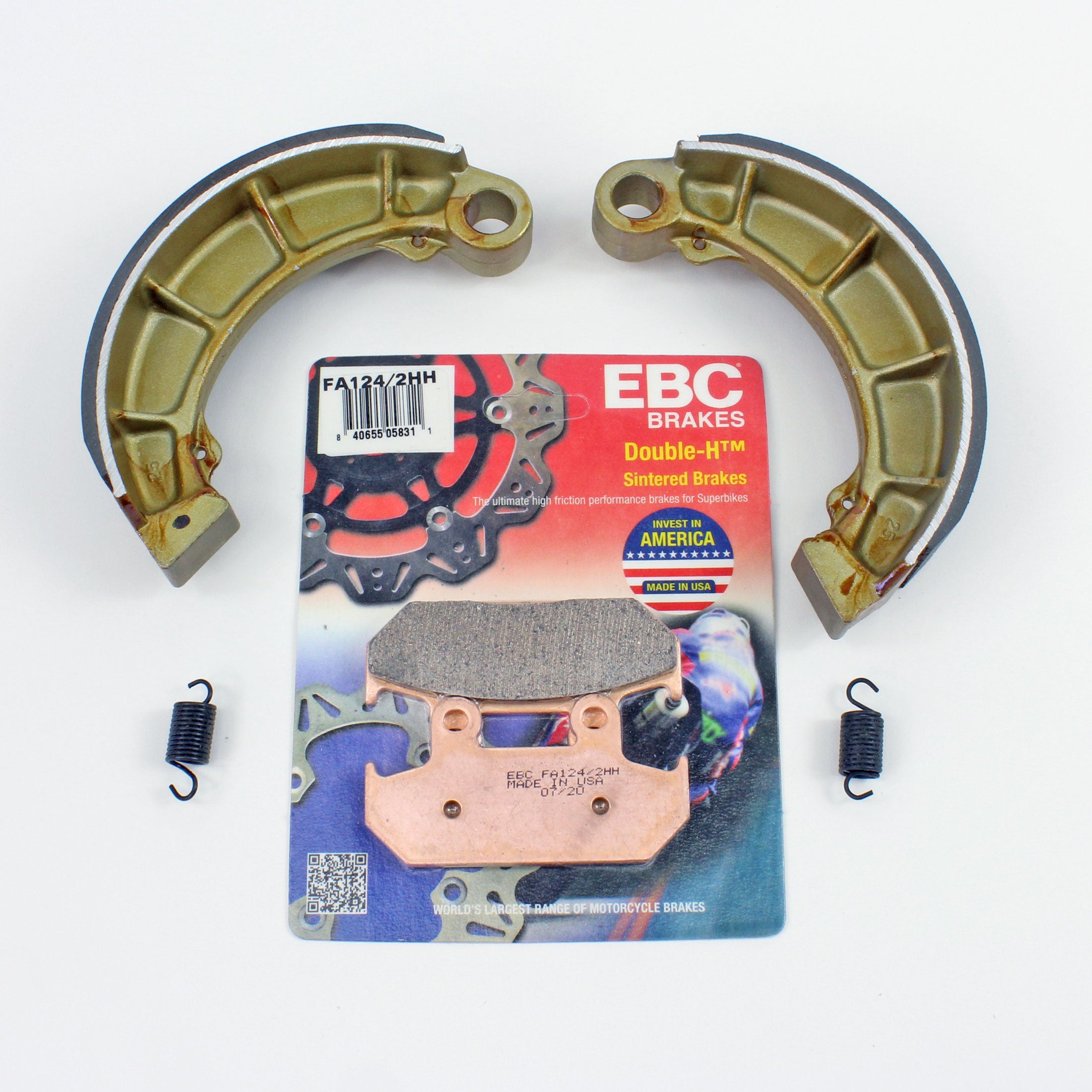 Front & Rear EBC FA124/2HH Sintered Brake Pads & EBC321 Shoes-2 Pair - 0