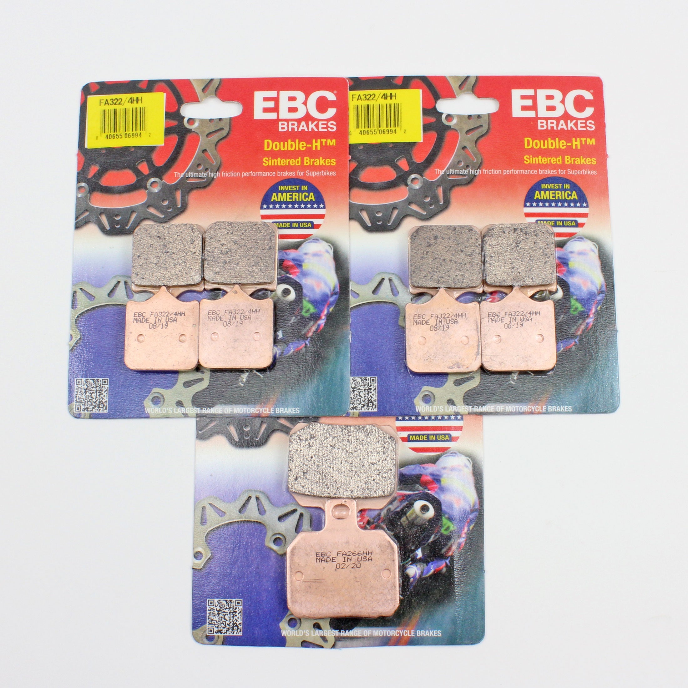 EBC Front & Rear Sintered Ducati Brake Pad Set  FA322/4HHx2 & FA266HHx1-3 Pair - 0