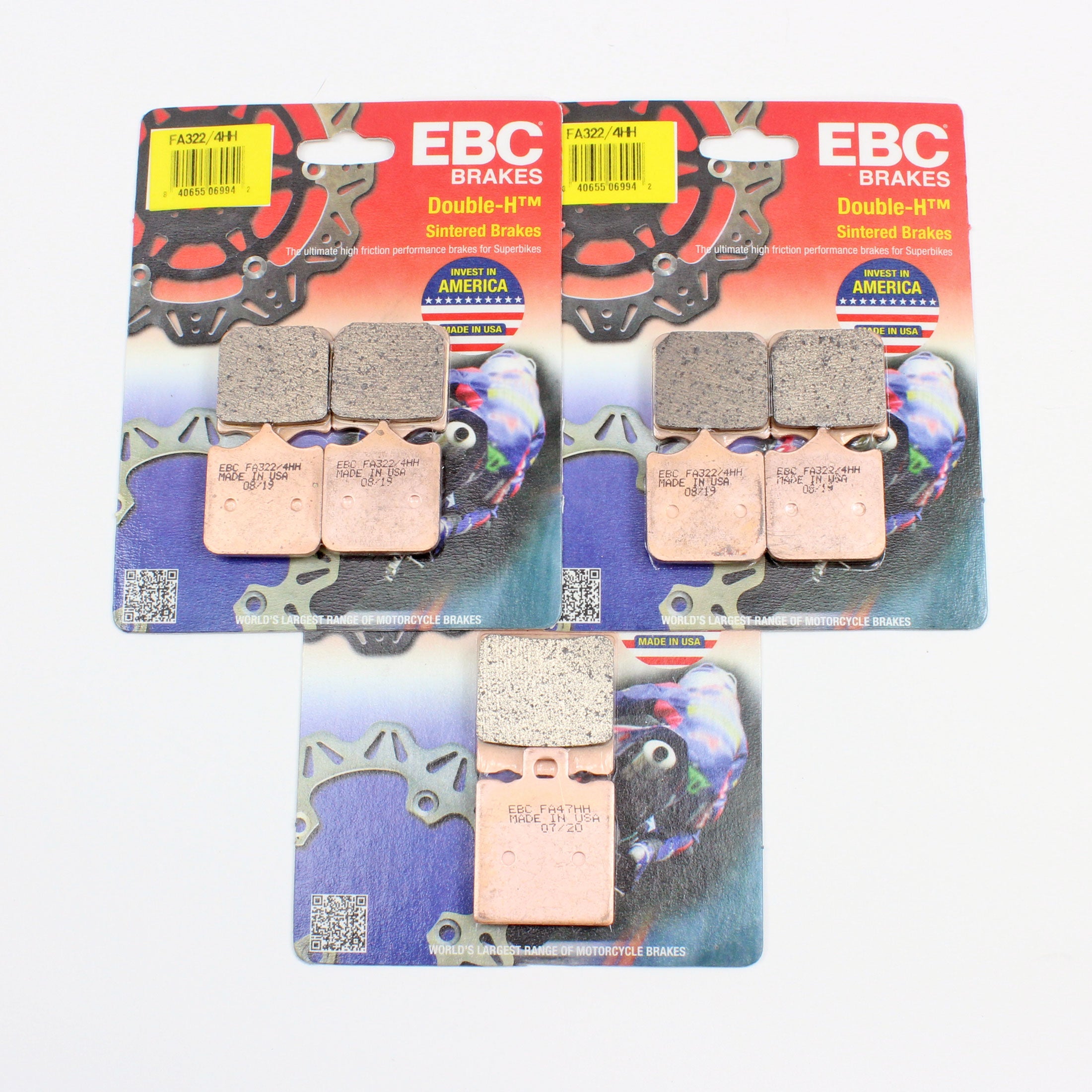 EBC Front & Rear Sintered Ducati Brake Pad Set  FA322/4HHx2 & FA47HHx1-3 Pair - 0