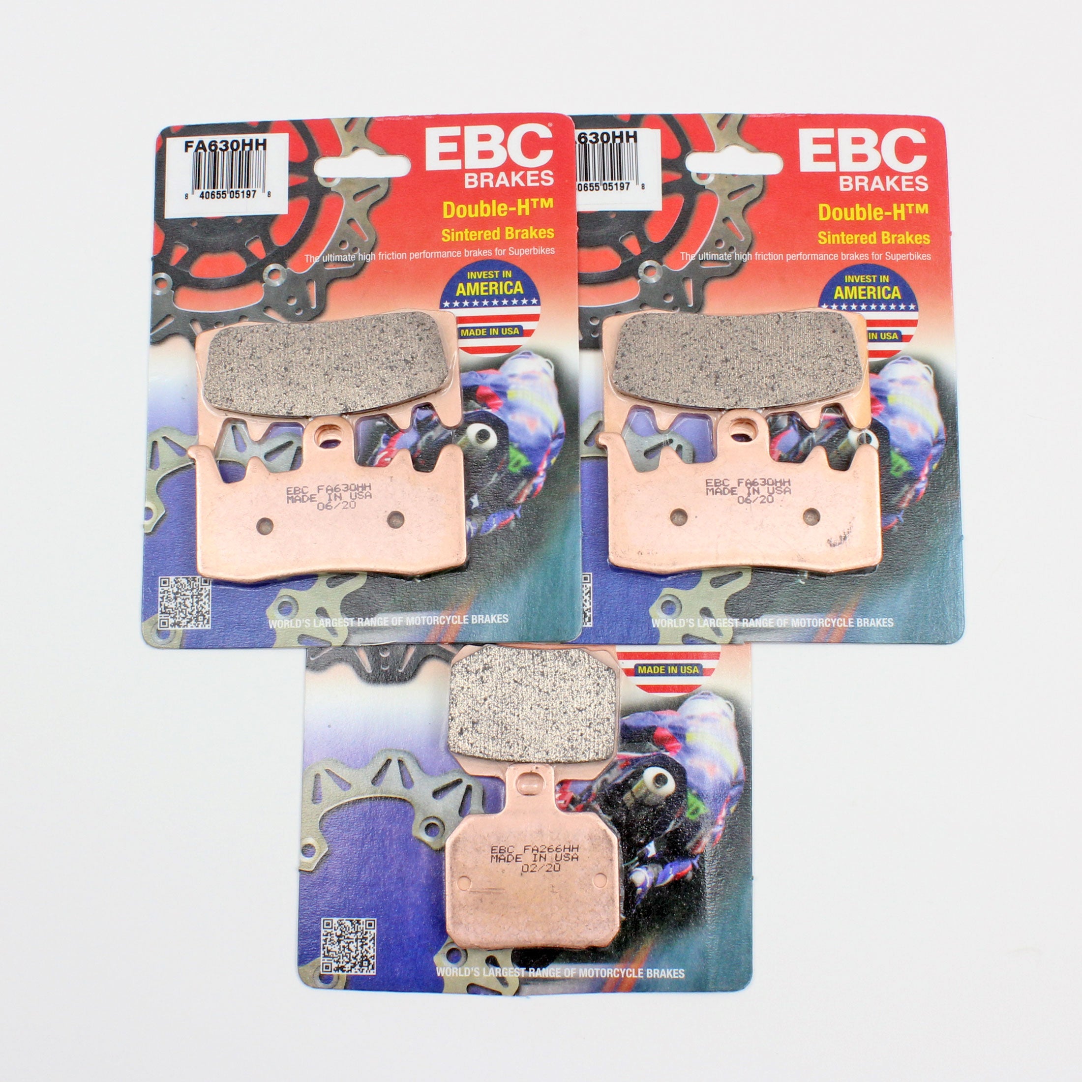 EBC Front & Rear Sintered Ducati Brake Pad Set  FA630HHx2 & FA266HHx1-3 Pair - 0